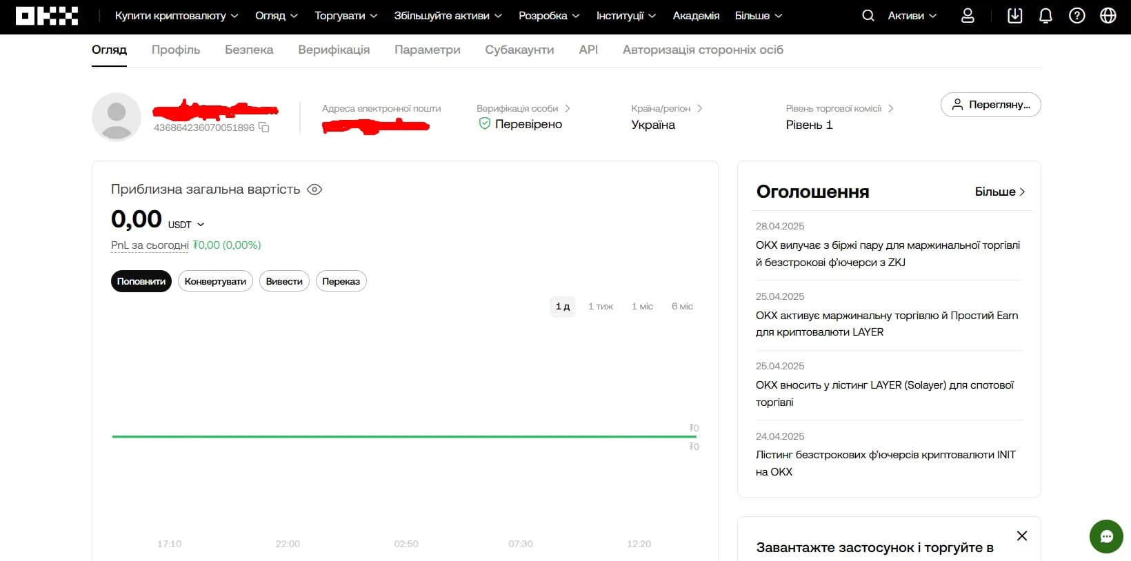 Інтерфейс OKX