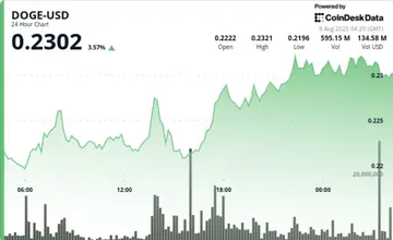 DOGE досяг 23 центів через покупки китів, зона постачання затримує прорив