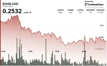 Dogecoin тримає підтримку на рівні $0.25, оскільки китоверби додають 30M DOGE на фоні "висхідного трикутника"
