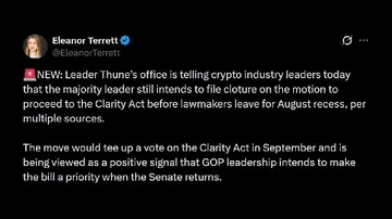 Тюн подасть клопотання про проведення голосування у вересні щодо закону CLARITY